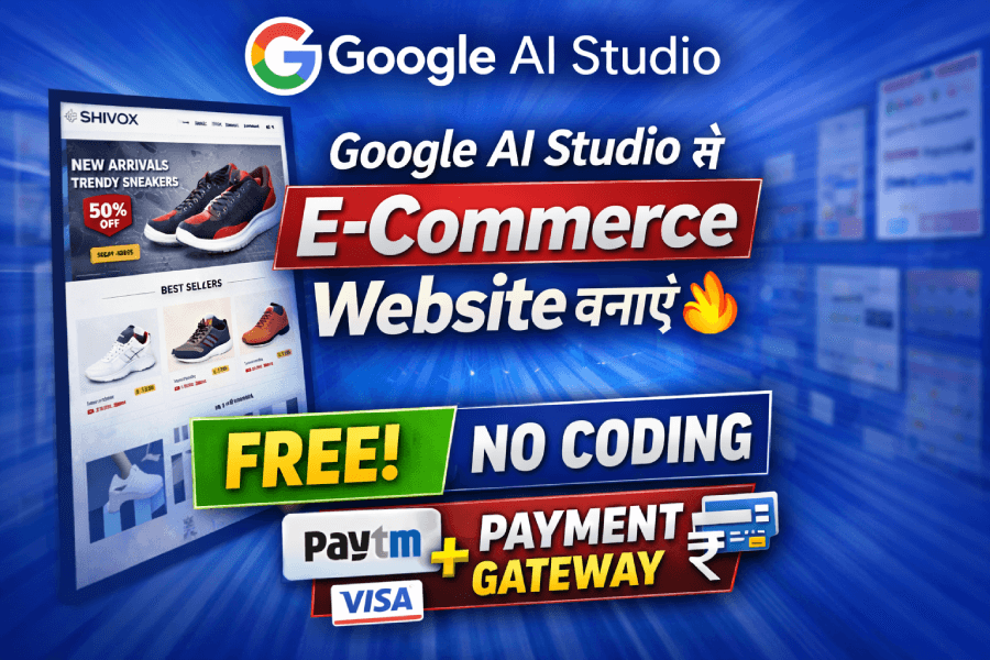 Google AI Studio से E-Commerce Website बनाएं – FREE, No Coding, Payment Gateway के साथ